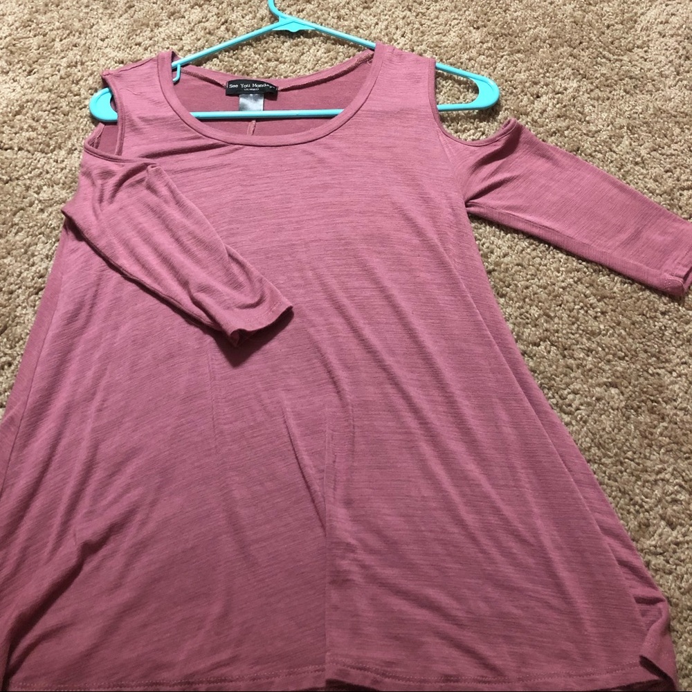 Raspberry colored off the shoulder top